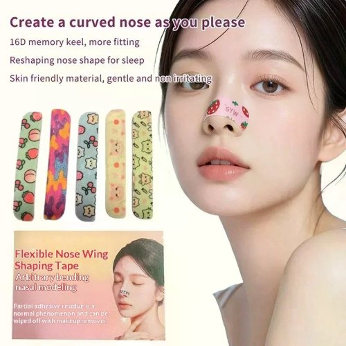 Self-Shaping Nose Splint with Adhesive Tape, Nose Shape Corrector, Cartoon Pattern, Assorted Colors