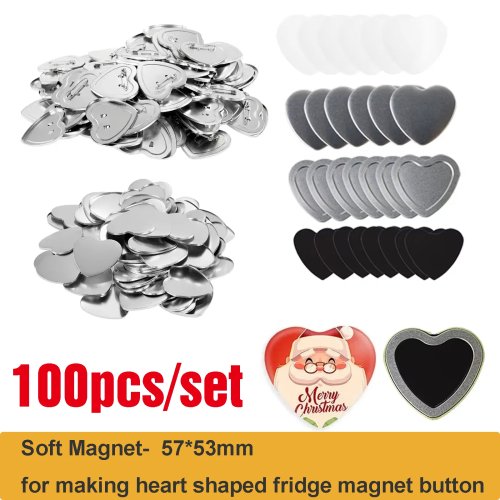 100 stuks Hartvormige badge button maker materialen DIY voor kleding, handtassen, speldjes en koelkastmagneten