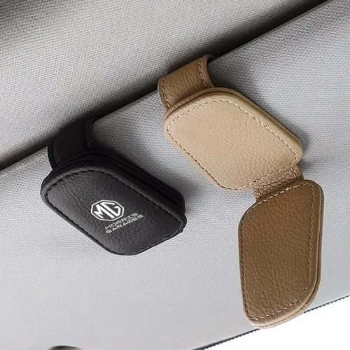 Clip magnetico per occhiali da sole per parasole in pelle con texture litchi - compatibile con MG ZS EV, HS, EHS, PHEV, MG3, MG4, MG5, MG6, MG7, GT, ZR, RX5, RX8