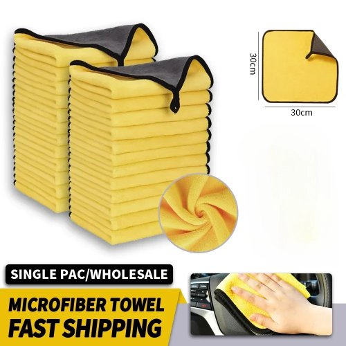 Khăn micro sợi rửa xe 30x30cm, gói 3/5/10 cái, vải lau chùi và làm khô