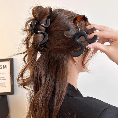 エレガントなカーブヘアピン 女性用 – 頭の後ろの高いポニーテールデザインのヘアアクセサリー