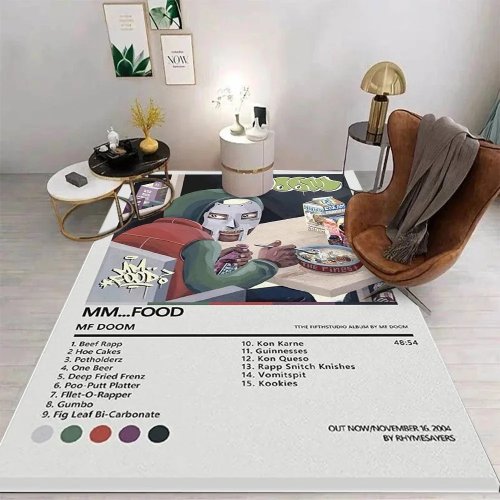 Tapete estampado de portada de álbum de MF Doom - Decoración hip hop para sala y recámara, regalo para amantes de la música
