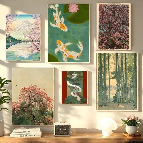 Japanse kunstposter - Hokusai Ohara Koson kalligrafie, wanddecoratie voor woonkamer, slaapkamer, bar