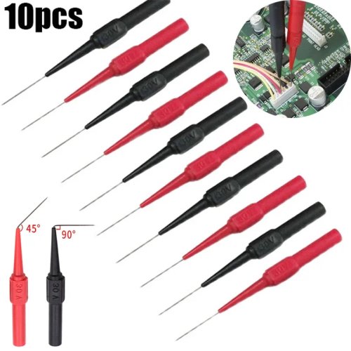 10 Piezas 30V Kit de Puntas de Prueba de Multímetro con Extensión para Auto Diagnóstico 0.7mm