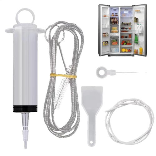 Kit de nettoyage pour évacuation de réfrigérateur - Brosse flexible et seringue pour déboucher