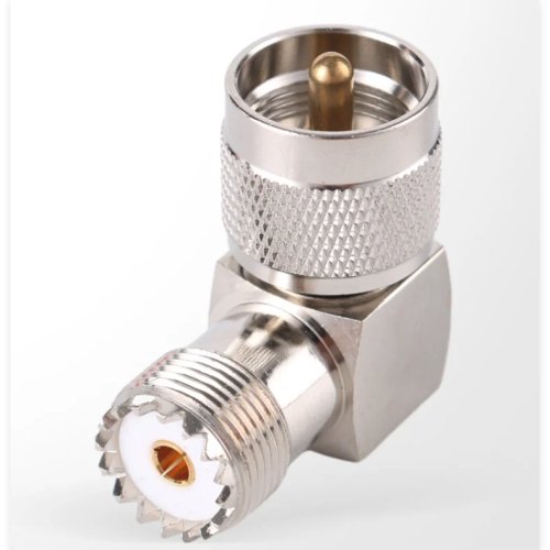 Adaptor UHF SO-239 Female ke PL-259 Male 90 Derajat Konektor RF Sudut Kanan untuk Radio