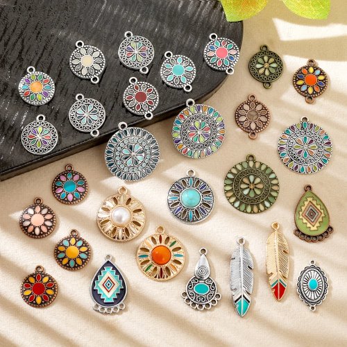 Wisiory i zawieszki ze stopu metali, boho vintage etniczne do tworzenia biżuterii DIY – Akcesoria do kolczyków i naszyjników