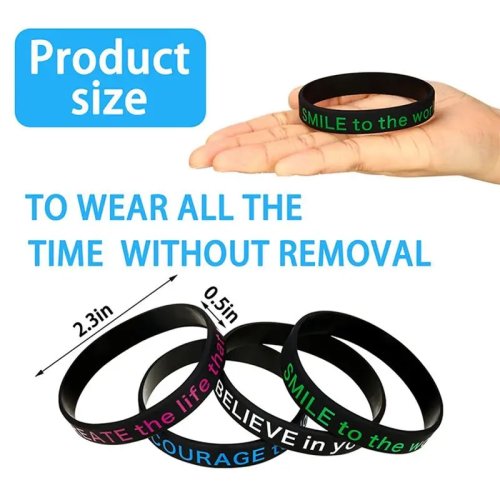 BHBL Conjunto de 30 Pulseiras Motivacionais de Silicone para Homens e Mulheres – Preto