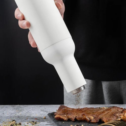 Moedor elétrico de sal e pimenta, moinho automático de especiarias e cominhos a pilhas, utensílio de cozinha para temperar