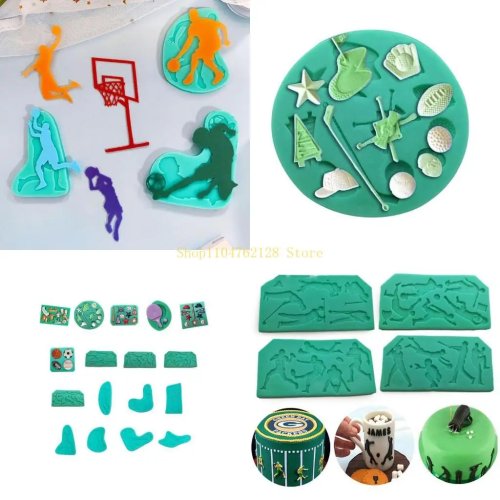 Khuôn silicone DIY epoxy resin – Hình tennis, bóng đá, bóng rổ để làm bánh sô cô la và món tráng miệng