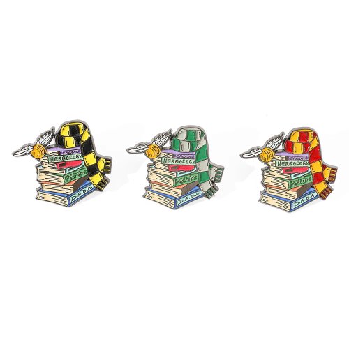 Pin de esmalte de libro mágico, escuela de magos, bufanda de bruja, insignia para mochila y solapa, regalo para niños y amigos