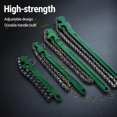 Llave para filtro de aceite de cadena ajustable 9/12/16 pulgadas de acero para mantenimiento de autos