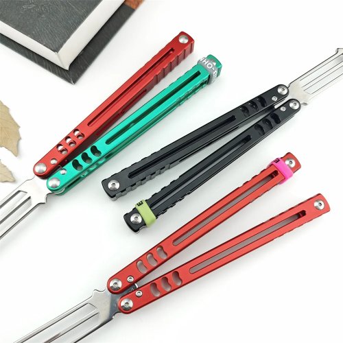 Couteau Papillon d'Entraînement Lame 440C Manche en Aluminium Tanto EDC Couteau de Poche Multifonction