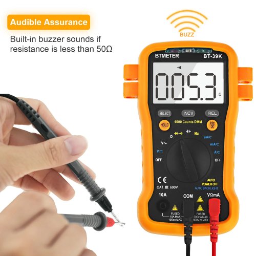 BT-39K Digitalmultimeter 4000 Counts True RMS Auto Range NCV Hintergrundbeleuchtung 10A Kapazität Hz Tastgrad