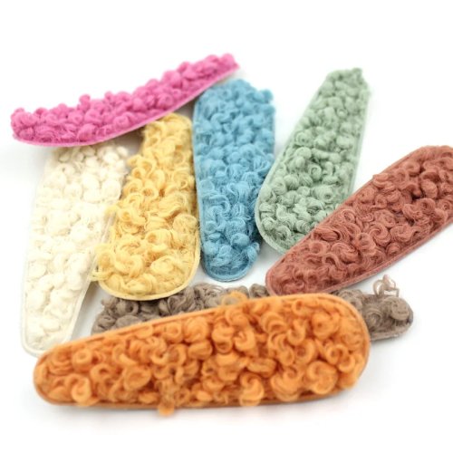 24Pcs 2.8*9cm Cover Jepit Rambut Teddy Plush, Applique Bertebal untuk Kerajinan Anak, Hiasan Jepit Rambut DIY