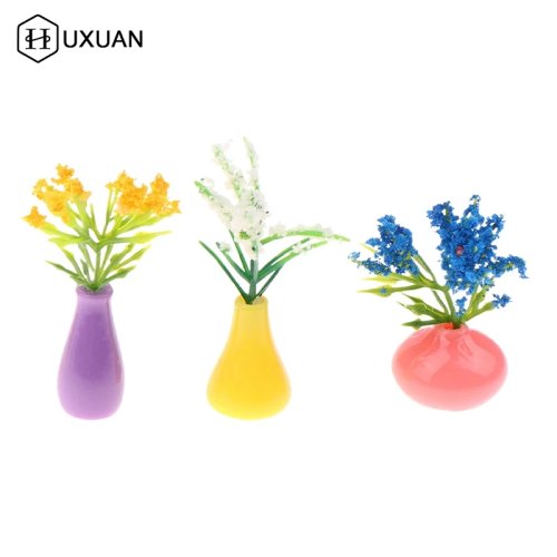 1/12 Miniatur Blumenvasen Pflanze für Puppenhaus - Mikrolandschaft Deko Foto Requisite