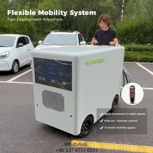 Stasiun Pengisian EV Portabel EVEGO EVSE Industrial Grade CE 200kWh, Pengisi Daya DC Mobile dengan Cadangan Baterai Kapasitas Besar untuk Armada
