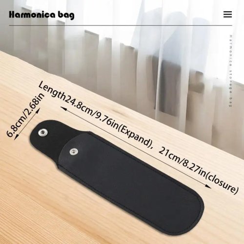 Hộp đựng harmonica 24 lỗ, túi da nhân tạo có khóa cài dành cho sinh viên nhạc cụ