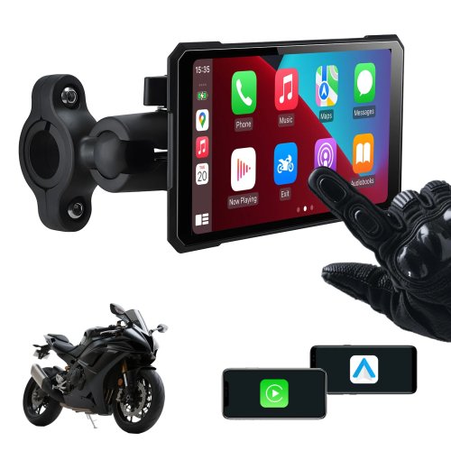 5 inch slim motor display, draadloos Apple CarPlay & Android Auto, navigatie, IP67 waterdicht