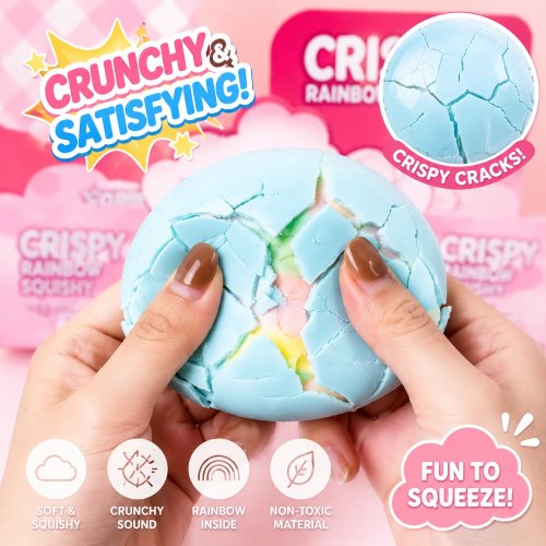 Juguete Squishy Macaron Arcoíris – Cáscara crujiente, espuma suave, antiestrés