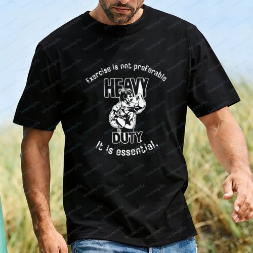 Mike Mentzer Exercise Is Essential Print Tee - Vintage Style Bodybuilding Cotton T-Shirt for Men, Trendy Workout Casual Wear
