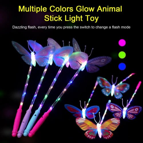 Palitos de mariposa que brillan en la oscuridad, 3 modos, con baterías, juguete de fiesta con luces parpadeantes