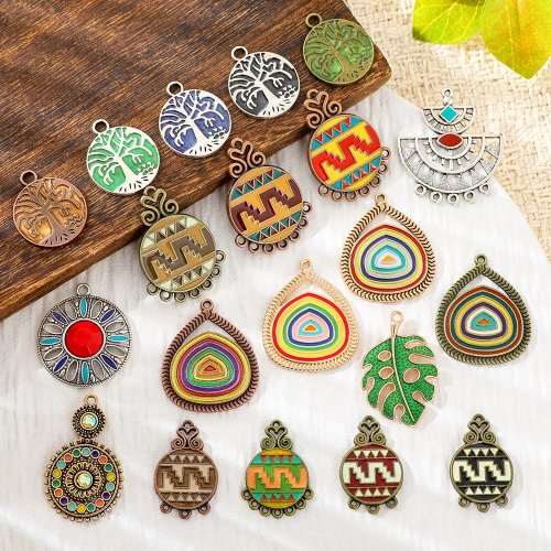Colgantes y dijes de aleación de esmalte colorido étnico bohemio vintage para hacer joyas DIY – pendientes y collares accesorios y piezas