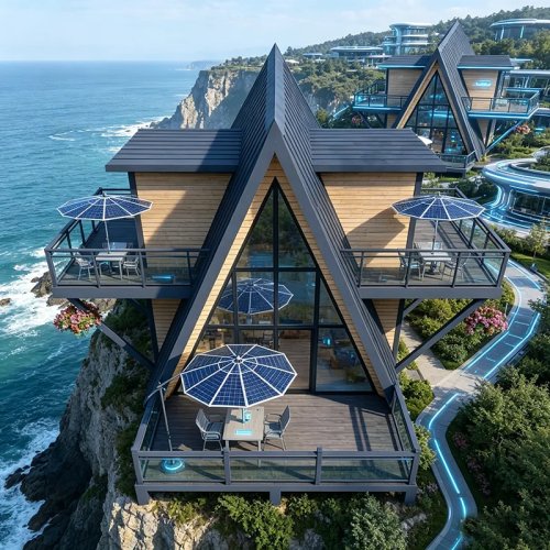 Aanpasbare A-frame houten hut – Draagbare geprefabriceerde woning voor buiten, windbestendig en milieuvriendelijk