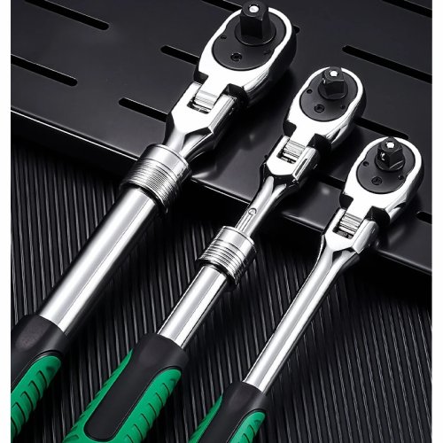 Clé à cliquet flexible avec douilles, 1/4, 3/8, 1/2 pouce, 72 dents, télescopique extensible