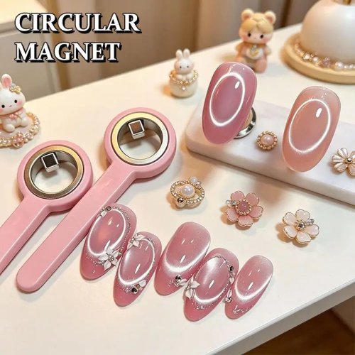 フレンチネイルアートマグネットセット ダブルヘッド 3D キャッツアイマグネットスティック サロン用ジェルポリッシュ DIY 強い円形マニキュア効果