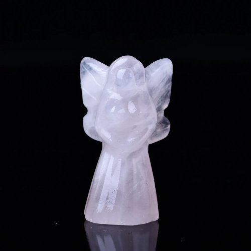 100% Natural Rose Quartz Carved Angel Figurine, Feng Shui Crystal Statue, Home Desktop Decor Gift