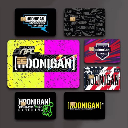 Hoonigan Driven By Passion Film Adhésif Mat Or Argent Noir pour Carte Bancaire et Débit