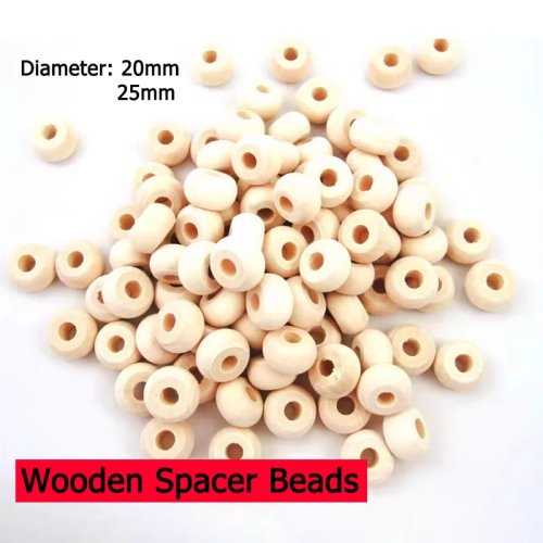 Runde Naturholz Abstandsperlen 20-25mm für DIY Armband Schmuckherstellung, lose Perlen