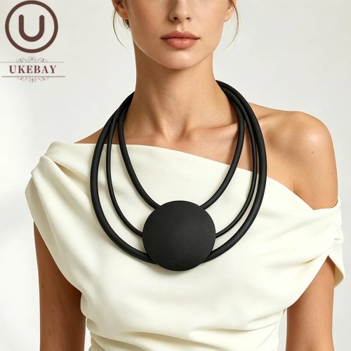 Kalung Choker Wanita UKEBAY - Liontin Bulat Karet, Perhiasan Gotik Boho Buatan Tangan