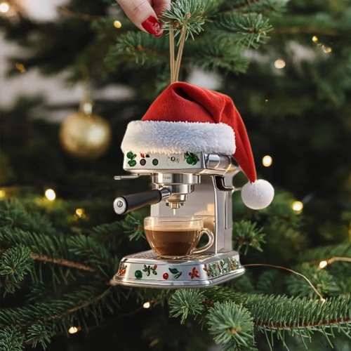 Ornement de sapin de Noël machine à café en acrylique