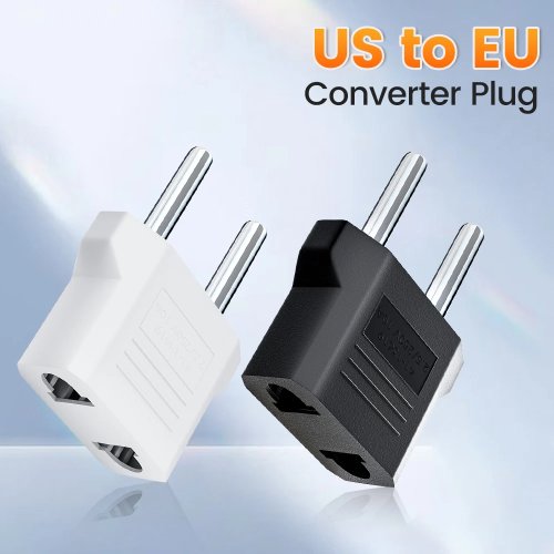 Travel Plug Adapter US to EU, Power Converter for USA/China/Korea to Europe, 4.8mm/4.0mm