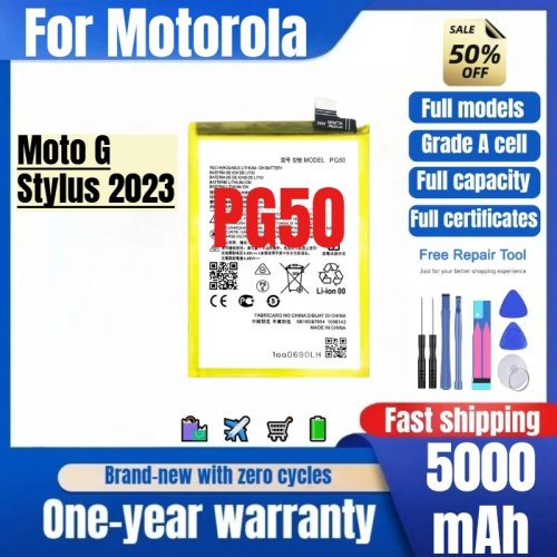 Аккумулятор PG50 для Motorola Moto G Stylus 2023, замена, высокое качество, высокая емкость, элемент класса A, с инструментами