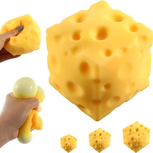 Jumbo Cheese Squishy Fidget Toy - Large Stress Relief Squeeze Toy, Fun Gift