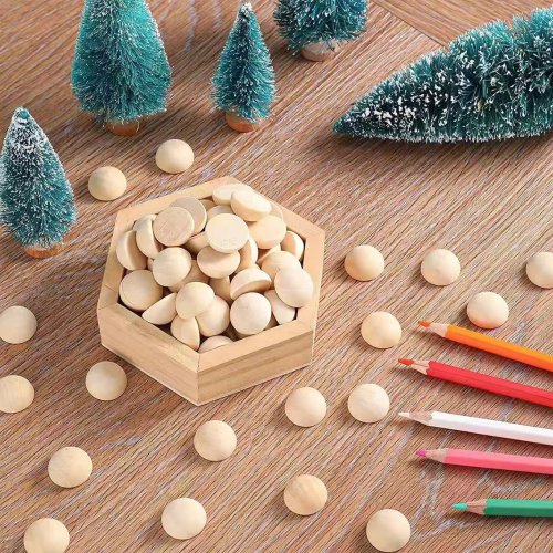Natuurlijke halve houten kralen 10-100mm, ruwe houten bollen voor DIY knutselen en woondecoratie