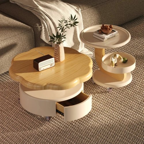 Mesa de centro con cajones, mesa central moderna minimalista para salón, elegante estilo vintage, mobiliario de hotel
