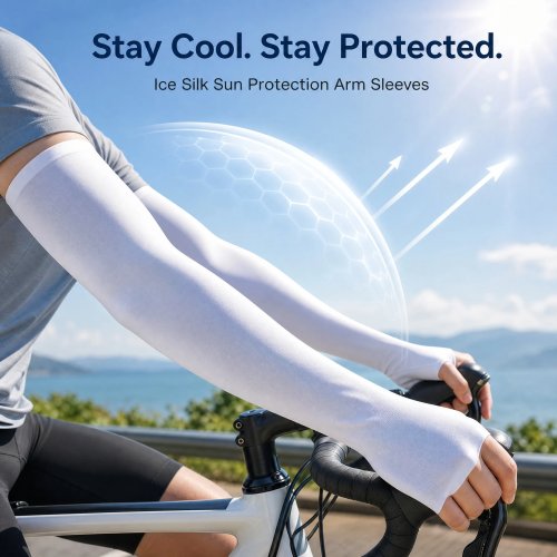 Lengan Pelindung Sinar Matahari Ice Silk - Bahan Nilon, SPF 50+, Bernapas, Blokir UV 99%+ untuk Bersepeda & Olahraga