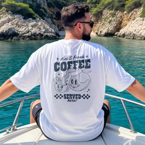 T-shirt divertente meme caffè, vintage Y2K, cotone manica corta unisex