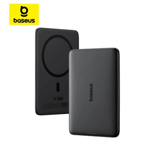 Baseus 5000mAh Batterie Externe Magnétique, charge sans fil 15W et filaire 20W, fine format carte de crédit pour iPhone et Samsung