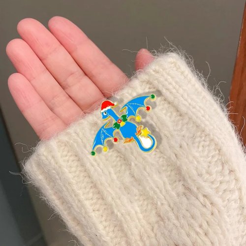 Broche creativo de Navidad con dibujos animados - Dinosaurio, dragón volador y alce, insignia y pin adorable