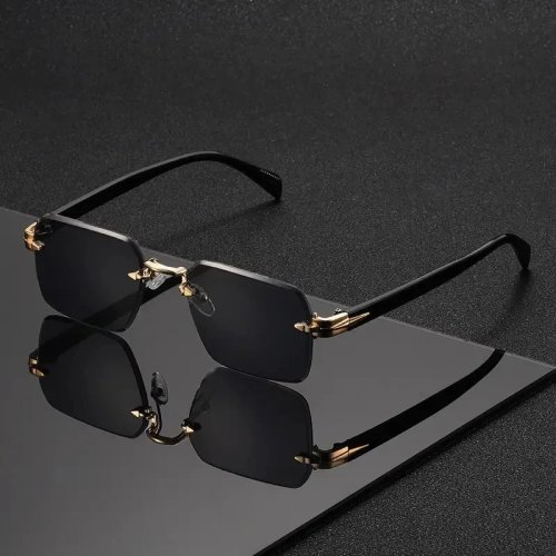 Rimless Rectangle Sunglasses for Men and Women - Fashion Small Square Frameless Shades with UV400 Protection, Classic Unisex Eyewear for Summer Travel