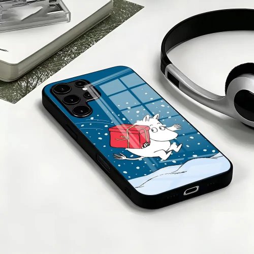 Ốp lưng điện thoại C-Cute Moomin cho Samsung Galaxy S26 S25 S24 S23 FE Edge Plus Ultra A57 A27 A25 A16 A15 A14 - Kính đen