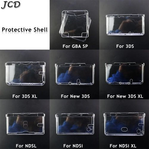 Capa protetora rígida transparente de cristal JCD para consolas GBA SP, NDSL, DSI, NDSi XL, 3DS XL, New 3DS XL LL