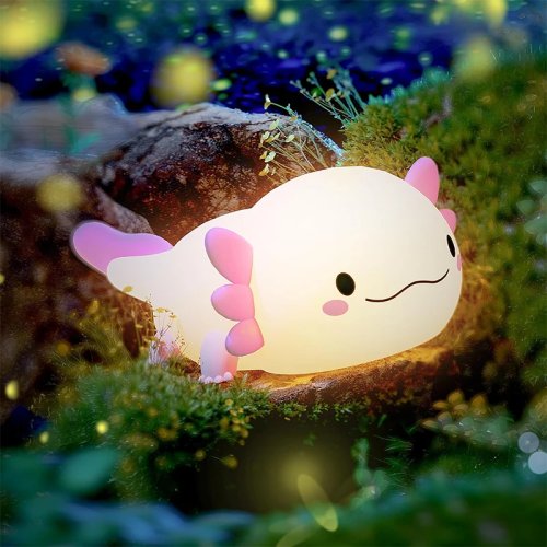 Niedliches Axolotl-Silikon-Nachtlicht mit Touch-Steuerung, USB aufladbar, für Baby und Kinder