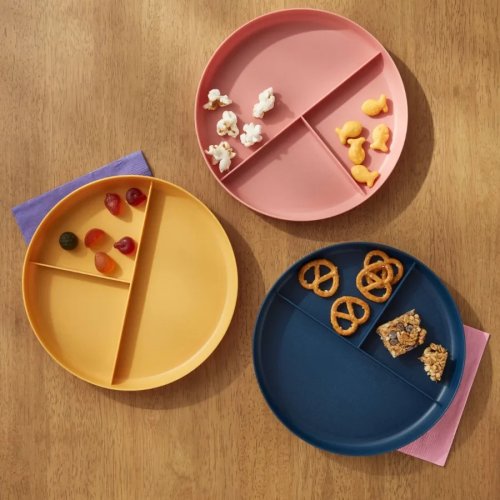 Paquete de 6 platos de plástico para niños con divisores, 7 pulgadas