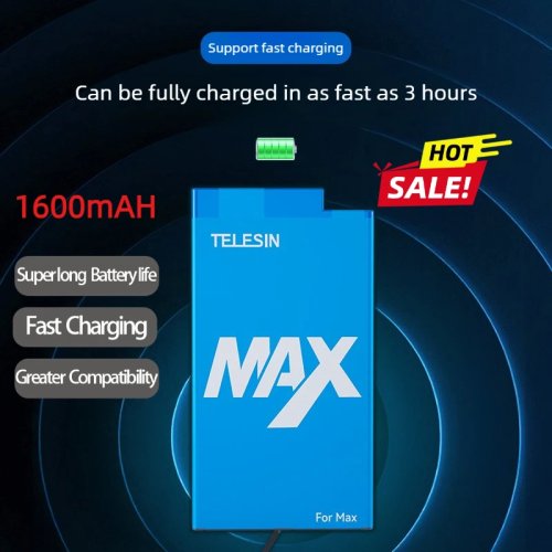 Batería de repuesto para GoPro Max - 1860 mAh, totalmente decodificada, capacidad real, carga rápida